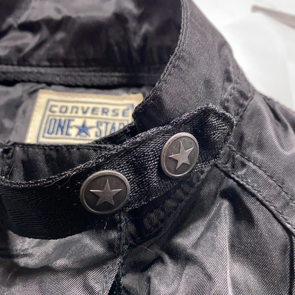 Converse All Star Zip Up Belted Edgy Moto Vest With Snap Collar Black Small EUC - Picture 11 of 12